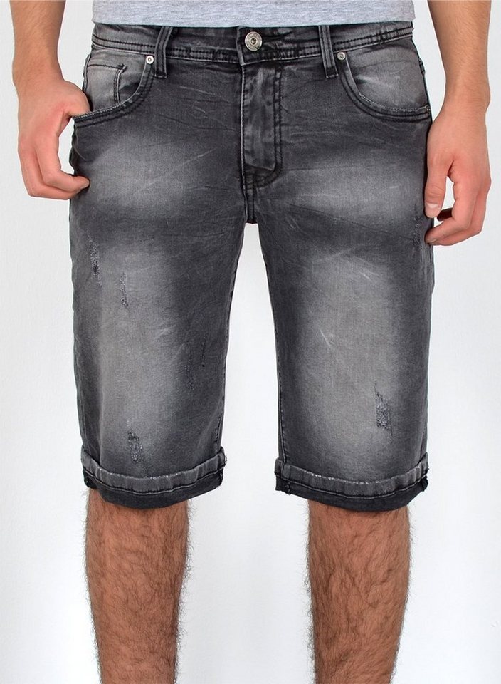 ESRA Jeansshorts A360 Herren Jeans Shorts Hose, bis Übergröße / Plussize Große Größe, Herren kurze Jeans Hose mit 5 Pocket, Herrren kurze Jeanshose mit Stretch, Jeansshorts mit Rissen Destroyed Look, Herren Capri Jeans Herren Capri Hose Herren Capri Jeanshose, Herren Shorts Jeans Straight Regular Comfort von ESRA