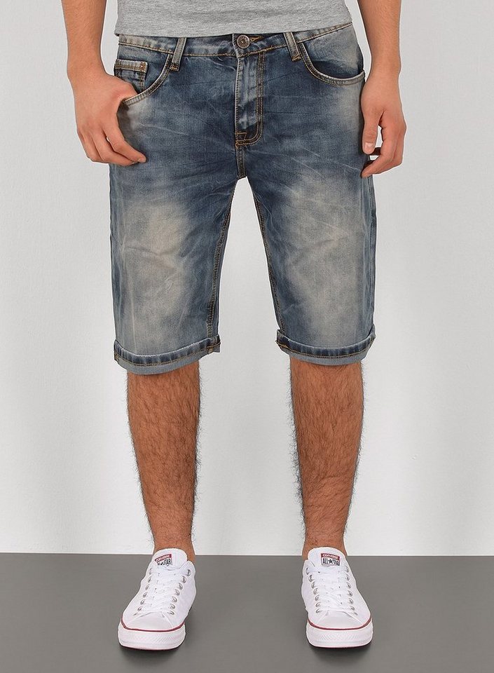 ESRA Jeansshorts A360 Herren Jeans Shorts Hose, bis Übergröße / Plussize Große Größe, Herren kurze Jeans Hose mit 5 Pocket, Herrren kurze Jeanshose mit Stretch, Jeansshorts mit Rissen Destroyed Look, Herren Capri Jeans Herren Capri Hose Herren Capri Jeanshose, Herren Shorts Jeans Straight Regular Comfort von ESRA