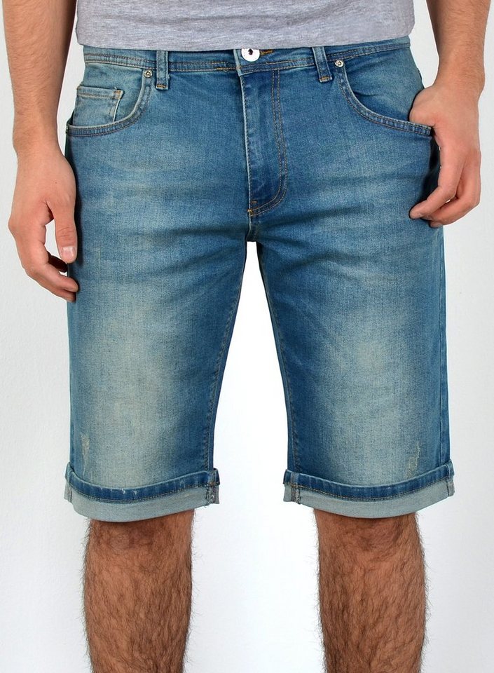 ESRA Jeansshorts A360 Herren Jeans Shorts Hose, bis Übergröße / Plussize Große Größe, Herren kurze Jeans Hose mit 5 Pocket, Herrren kurze Jeanshose mit Stretch, Jeansshorts mit Rissen Destroyed Look, Herren Capri Jeans Herren Capri Hose Herren Capri Jeanshose, Herren Shorts Jeans Straight Regular Comfort von ESRA