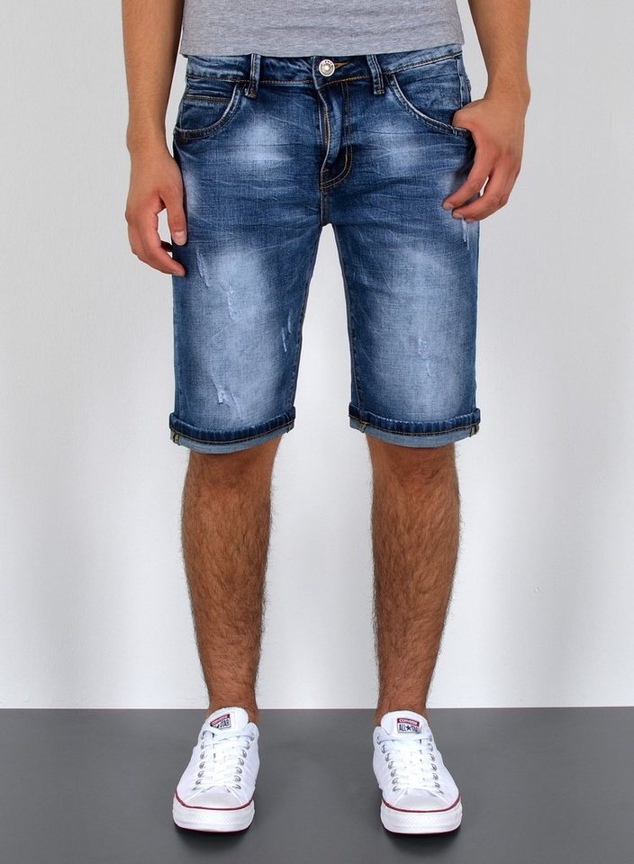 ESRA Jeansshorts A362 Herren Jeans Shorts kurze Hose, bis Übergröße / Plussize Große Größe, Herren kurze Jeans Hose Shorts, Herrren kurze Jeanshose mit Stretch, Jeansshorts für Sommer mit Rissen im Destroyed Look, Herren Capri Jeans Herren Capri Hose Herren Capri Jeanshose, Herren Shorts Jeans Straight Regular Comfort von ESRA