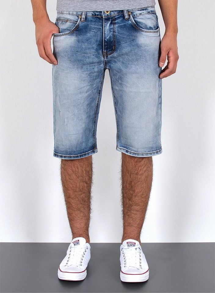 ESRA Jeansshorts A363 Herren Jeans Shorts Hose, bis Übergröße / Plussize Große Größe, Herren kurze Jeans Hose mit 5 Pocket, Herrren kurze Jeanshose mit Stretch, Jeansshorts mit Rissen im Destroyed Look, Herren Capri Jeans Herren Capri Hose Herren Capri Jeanshose Shorts, Herren Shorts Jeans Straight Regular Comfort von ESRA