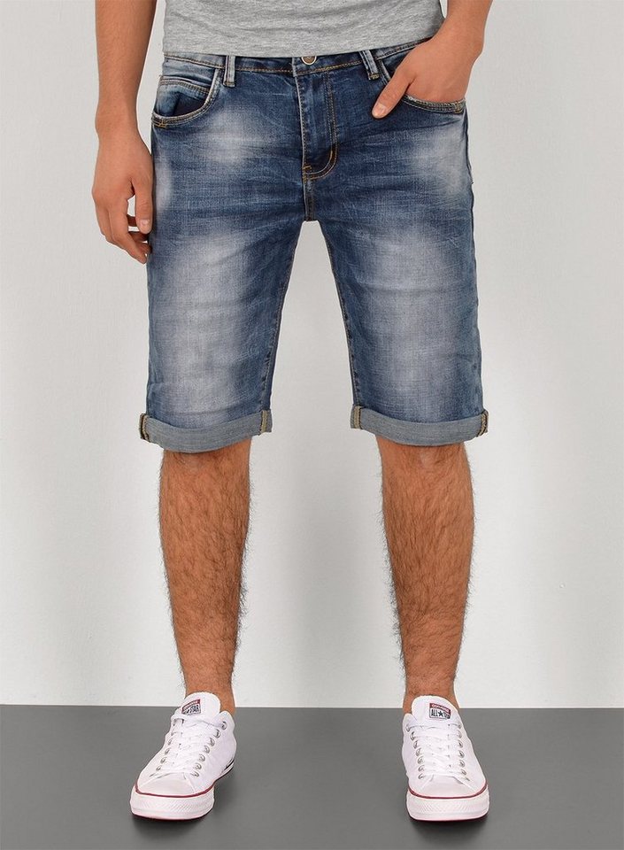 ESRA Jeansshorts A363 Herren Jeans Shorts Hose, bis Übergröße / Plussize Große Größe, Herren kurze Jeans Hose mit 5 Pocket, Herrren kurze Jeanshose mit Stretch, Jeansshorts mit Rissen im Destroyed Look, Herren Capri Jeans Herren Capri Hose Herren Capri Jeanshose Shorts, Herren Shorts Jeans Straight Regular Comfort von ESRA