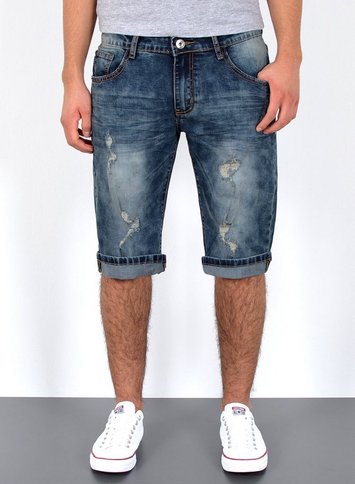 ESRA Jeansshorts A363 Herren Jeans Shorts Hose, bis Übergröße / Plussize Große Größe, Herren kurze Jeans Hose mit 5 Pocket, Herrren kurze Jeanshose mit Stretch, Jeansshorts mit Rissen im Destroyed Look, Herren Capri Jeans Herren Capri Hose Herren Capri Jeanshose Shorts, Herren Shorts Jeans Straight Regular Comfort von ESRA