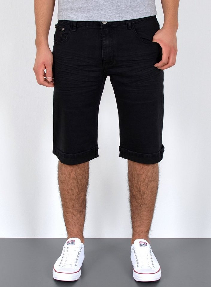 ESRA Jeansshorts A363 Herren Jeans Shorts Hose, bis Übergröße / Plussize Große Größe, Herren kurze Jeans Hose mit 5 Pocket, Herrren kurze Jeanshose mit Stretch, Jeansshorts mit Rissen im Destroyed Look, Herren Capri Jeans Herren Capri Hose Herren Capri Jeanshose Shorts, Herren Shorts Jeans Straight Regular Comfort von ESRA