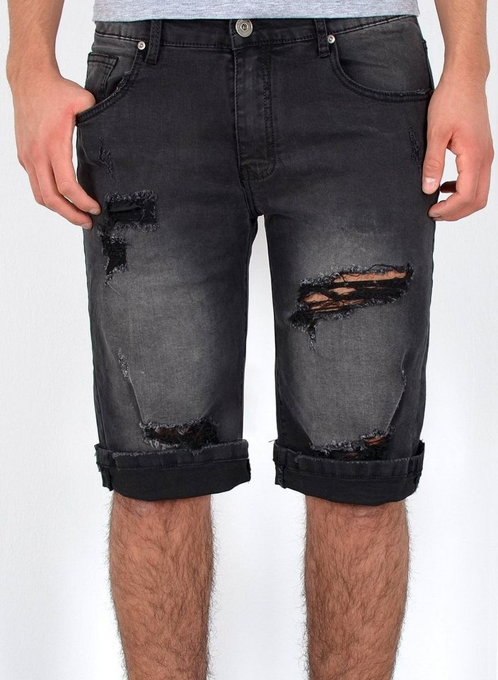 ESRA Jeansshorts A373 Herren Jeans Shorts Hose, bis Übergröße / Plussize Große Größe, Herren kurze Jeans Hose mit 5 Pocket, Herrren kurze Jeanshose mit Stretch, Jeansshorts für Sommer mit Rissen im Destroyed Look, Herren Capri Jeans Shorts Herren Capri Hose Shorts Herren Capri Jeanshose Shorts, Herren Shorts Jeans Straight Regular Comfort von ESRA