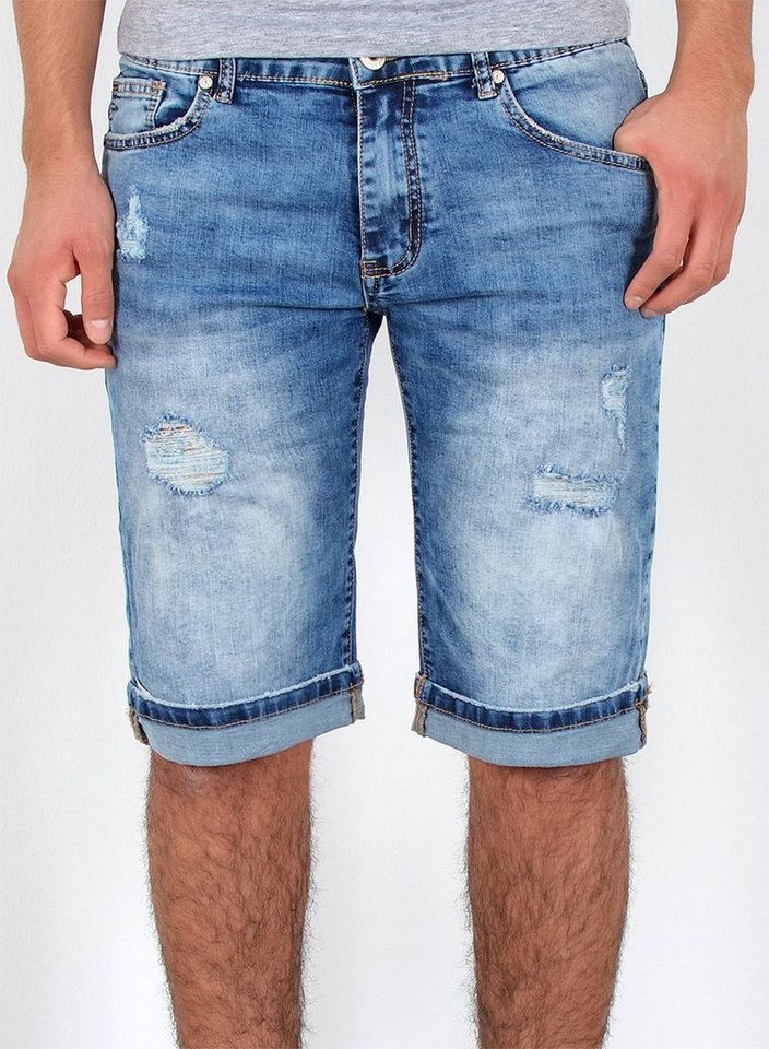 ESRA Jeansshorts A373 Herren Jeans Shorts Hose, bis Übergröße / Plussize Große Größe, Herren kurze Jeans Hose mit 5 Pocket, Herrren kurze Jeanshose mit Stretch, Jeansshorts für Sommer mit Rissen im Destroyed Look, Herren Capri Jeans Shorts Herren Capri Hose Shorts Herren Capri Jeanshose Shorts, Herren Shorts Jeans Straight Regular Comfort von ESRA