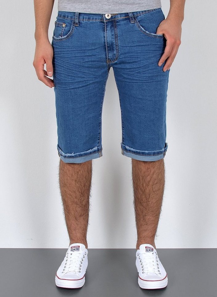 ESRA Jeansshorts A373 Herren Jeans Shorts Hose, bis Übergröße / Plussize Große Größe, Herren kurze Jeans Hose mit 5 Pocket, Herrren kurze Jeanshose mit Stretch, Jeansshorts für Sommer mit Rissen im Destroyed Look, Herren Capri Jeans Shorts Herren Capri Hose Shorts Herren Capri Jeanshose Shorts, Herren Shorts Jeans Straight Regular Comfort von ESRA