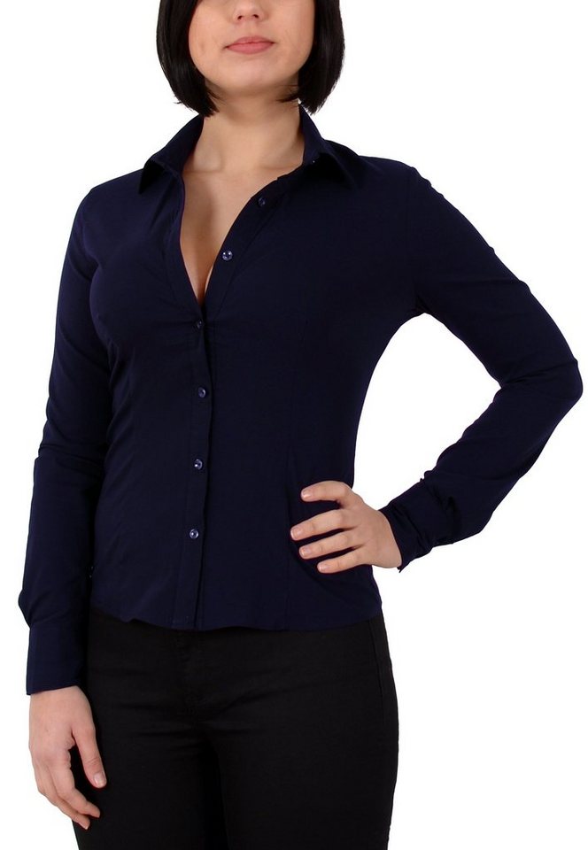 ESRA Langarmbluse Damen Bluse Langarm Damen Bluse langarm Hemdbluse Longbluse Business Bluse Langarmbluse von ESRA