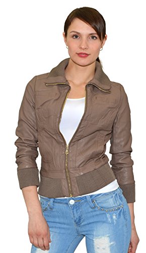 ESRA Mädchen Lederjacke Mädchen Collegejacke Leder Jacke Lederimitat in 15 Farben M08 von ESRA