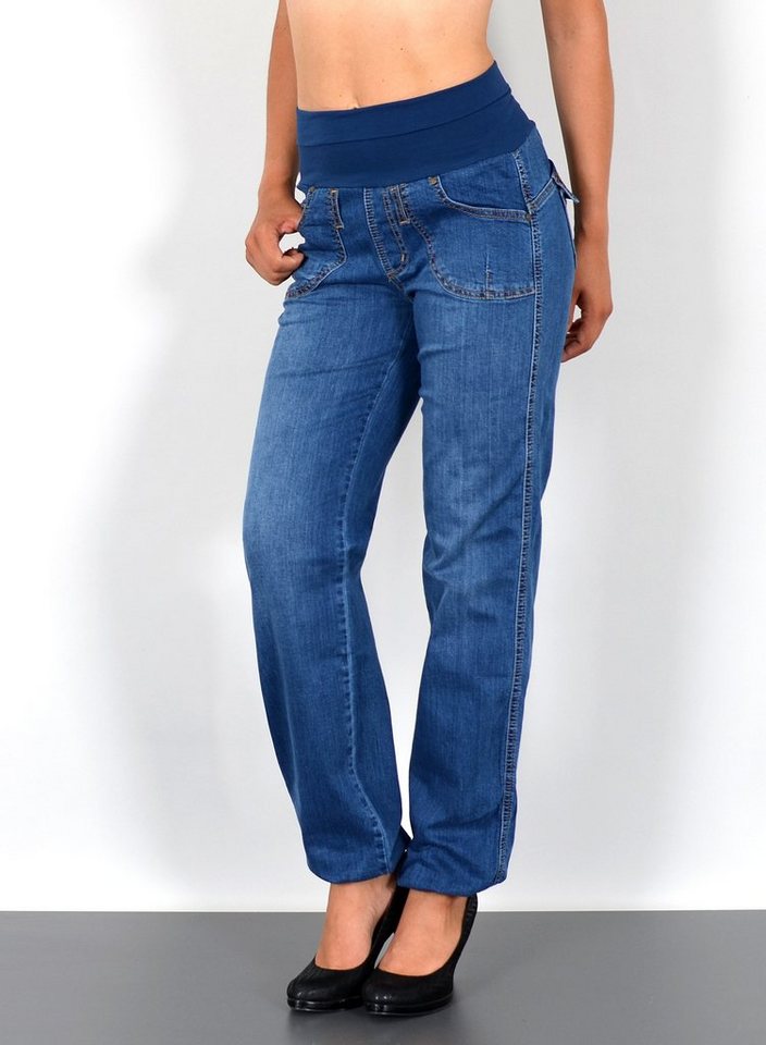 ESRA Pumphose J132 Damen Jeans Haremshose High Waist, Damen Jeanshose Pumphose hohe Leibhöhe, Damen Boyfriend Jeans Hose Hoch, bis Übergröße / Plussize Große Größe, Damen Jeans Straight Fit Baggy Hose, Damen Baggy Jeans Pluderhose Stretch, Damen Jeanshose mit elastischem Bund, Damen Jeans Hose Stretch Elastischer Gummibund, Damen Hose mit Gummizug von ESRA