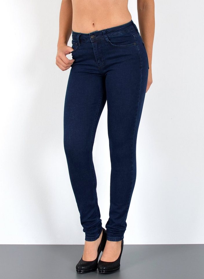 ESRA Skinny-fit-Jeans S400 Damen High Waist Skinny Jeans Stretch Hose hohe Leibhöhe bis Übergröße von ESRA
