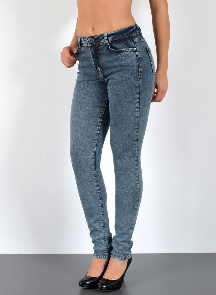 ESRA Skinny-fit-Jeans S900 Damen Skinny Jeans, bis Übergröße / Plussize Große Größen, Sehr enge Damen High Waist Röhrenjeans Hoch Bund, Damen Skinny Jeans High Waist mit Push Up, Damen Skinny Hose Push Up hohe Leibhöhe, 5 Pocket Style mit Stretch von ESRA