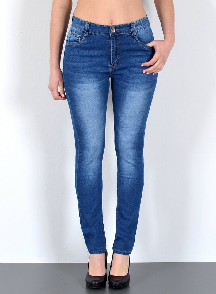 ESRA Skinny-fit-Jeans S900 Damen Skinny Jeans, bis Übergröße / Plussize Große Größen, Sehr enge Damen High Waist Röhrenjeans Hoch Bund, Damen Skinny Jeans High Waist mit Push Up, Damen Skinny Hose Push Up hohe Leibhöhe, 5 Pocket Style mit Stretch von ESRA