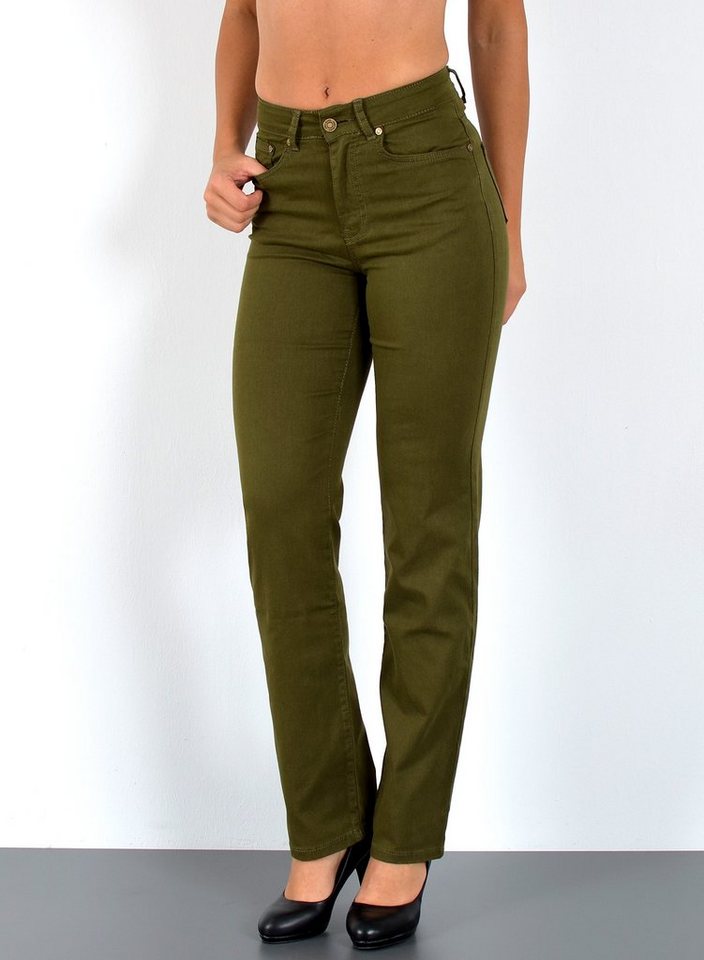 ESRA Stoffhose Damen Straight Fit Hose High Waist Business-Hose bis Große Größe T101 High Waist Damen Stoffhose Straight Leg Stretch Hose Gerade Schnitt von ESRA