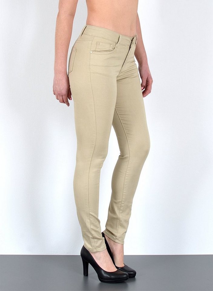 ESRA Stoffhose H520 Damen High Waist Skinny Hose, Damen Stretch Skinny Stoffhose High Rise, High Waist Skinny Hose Stretch, bis Übergröße / Plussize, Damen Röhrenhose Stretch bis Große Größe, Stoffhose Skinny Fit Damen Hose hoher Bund, Damen Hose Schwarz, Hose Beige, Hose Braun, Hose Marineblau Hohe Leibhöhe von ESRA