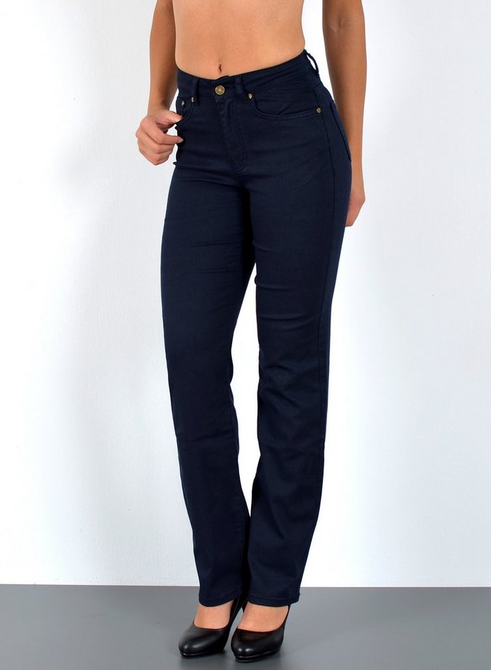 ESRA Stoffhose Damen Straight Fit Hose High Waist Business-Hose bis Große Größe T101 High Waist Damen Stoffhose Straight Leg Stretch Hose Gerade Schnitt von ESRA