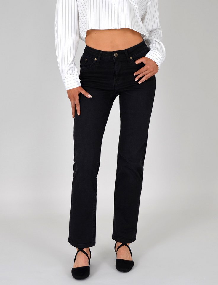ESRA Straight-Jeans Damen Jeans Gerade hohe Leibhöhe Stretch-Jeans Damen Regular Fit G4 High Waist Jeans Damen Straight Hose Regular Jeans bis Große Größe von ESRA
