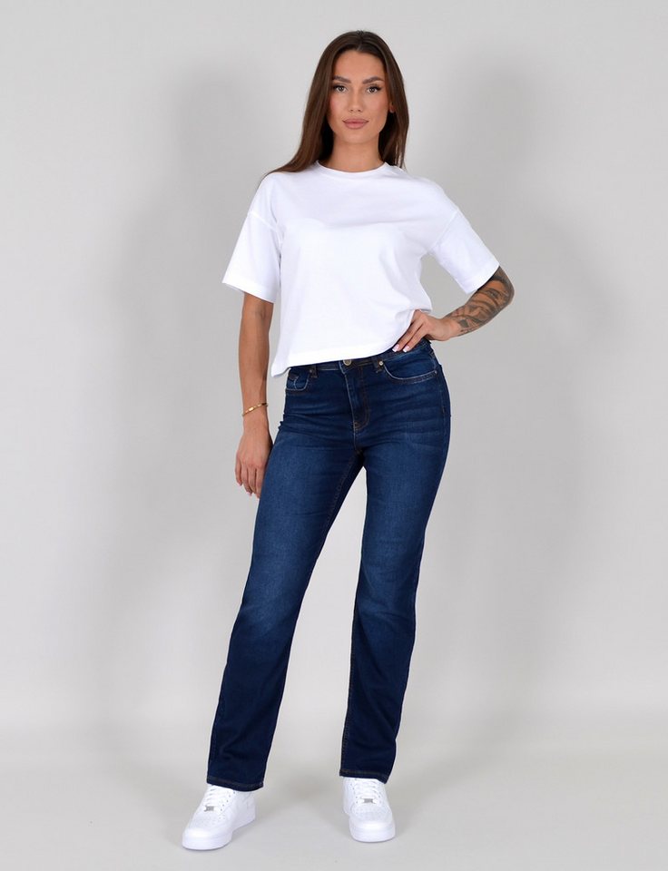 ESRA Straight-Jeans Damen Stretch-Jeans G1400 Straight Jeans Damen High Waist Stretch Jeans Damen Regular Hose von ESRA