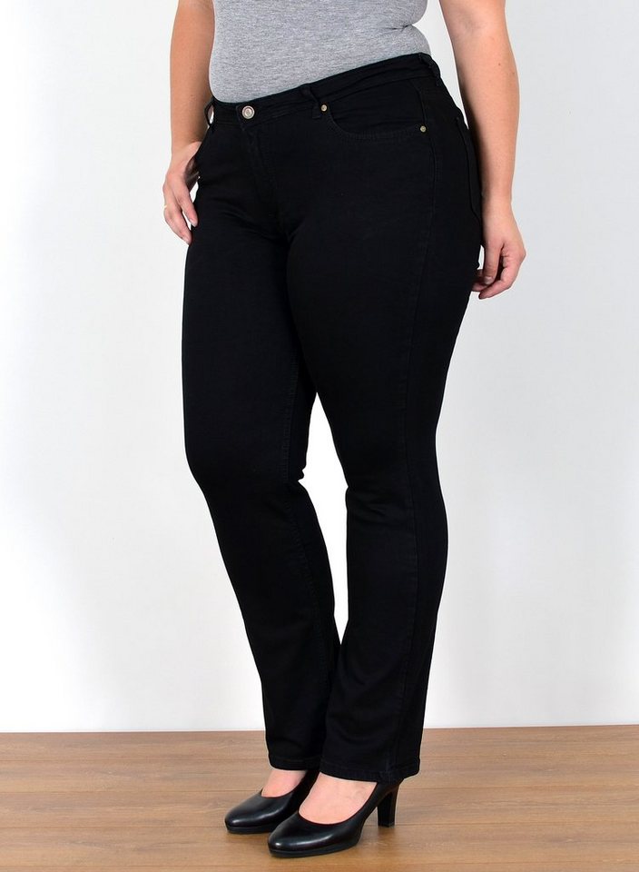 ESRA Straight-Jeans Straight Fit Jeans High Waist Damen Hose Gerade Schnitt, FG3 High Waist Jeans Damen Straight Hose Stretch Jeans bis Übergröße von ESRA