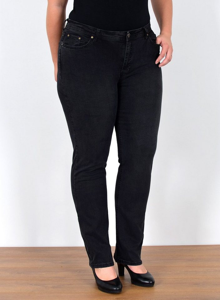 ESRA Straight-Jeans FG5 High Waist Damen Jeans Straight Leg Stretch Hose Übergröße Große Größe von ESRA