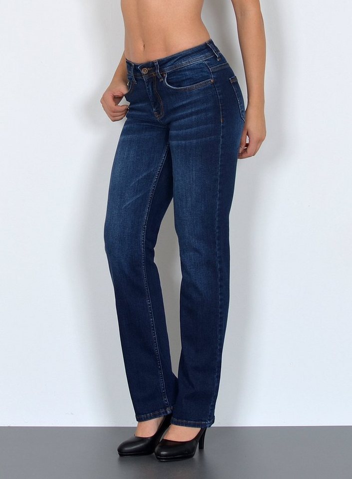 ESRA Straight-Jeans High Waist Straight Fit Jeans Damen Gerader Schnitt bis Übergröße G1 Jeans Damen High Waist Jeans Damen Stretch Jeans Straight Damen von ESRA
