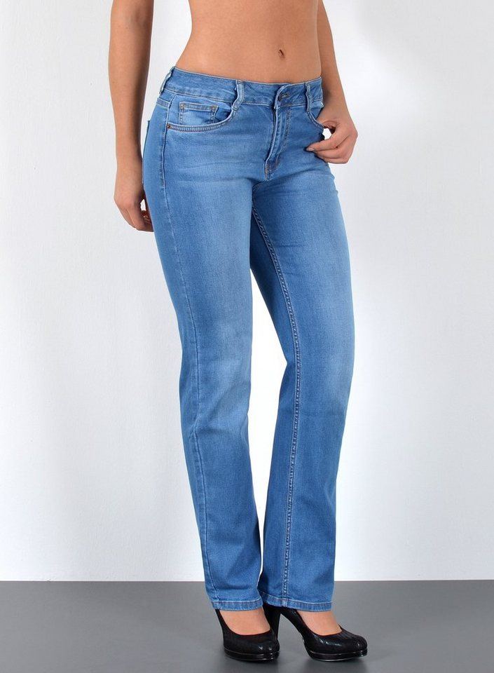 ESRA Straight-Jeans G200 High Waist Straight Fit Jeans Damen, bis Übergröße / Plussize Große Größe, Straight Leg Jeans hohe Leibhöhe mit Stretch, Gerade Schnitt Jeans Hose Hoch Bund, Jeanshose Gerades Bein Regular Fit hoher Bund Taille Jeans, Damen Jeans Regular, Jeans Damen, Damen Jeanshose Straight, Jeans Damen Hose, Gerade Schnitt Jeans Damen, Jeans Damen High Waist Damen Jeans von ESRA