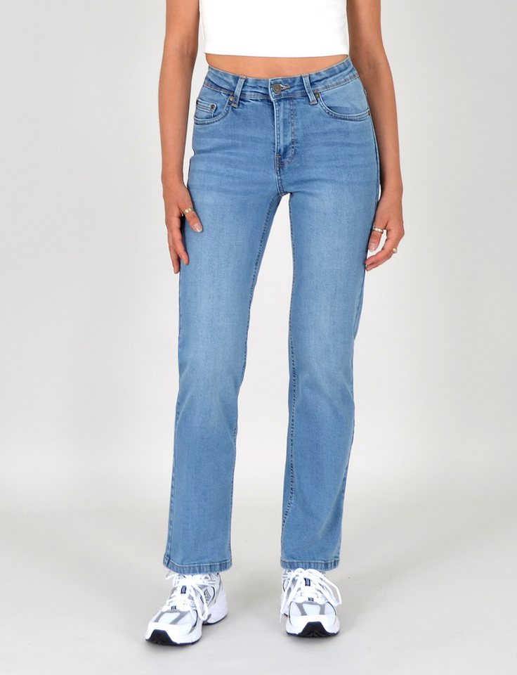 ESRA Straight-Jeans High Waist Damen Jeans Straight Leg Hose Stretch gerader Schnitt G2 Straight Jeans Damen Stretch Regular Jeans High Waist bis Plus Size von ESRA