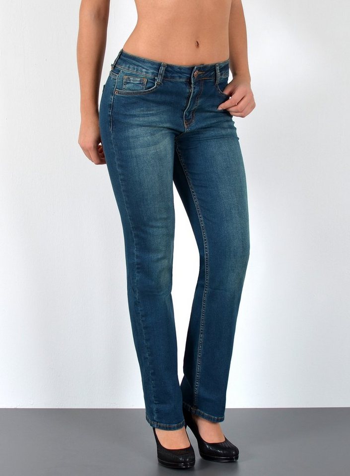 ESRA Straight-Jeans G200 High Waist Straight Fit Jeans Damen, bis Übergröße / Plussize Große Größe, Straight Leg Jeans hohe Leibhöhe mit Stretch, Gerade Schnitt Jeans Hose Hoch Bund, Jeanshose Gerades Bein Regular Fit hoher Bund Taille Jeans, Damen Jeans Regular, Jeans Damen, Damen Jeanshose Straight, Jeans Damen Hose, Gerade Schnitt Jeans Damen, Jeans Damen High Waist Damen Jeans von ESRA