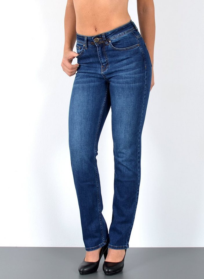 ESRA Straight-Jeans G200 High Waist Straight Fit Jeans Damen, bis Übergröße / Plussize Große Größe, Straight Leg Jeans hohe Leibhöhe mit Stretch, Gerade Schnitt Jeans Hose Hoch Bund, Jeanshose Gerades Bein Regular Fit hoher Bund Taille Jeans, Damen Jeans Regular, Jeans Damen, Damen Jeanshose Straight, Jeans Damen Hose, Gerade Schnitt Jeans Damen, Jeans Damen High Waist Damen Jeans von ESRA