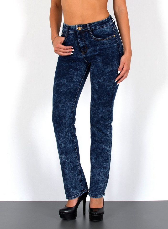 ESRA Straight-Jeans G200 High Waist Straight Fit Jeans Damen, bis Übergröße / Plussize Große Größe, Straight Leg Jeans hohe Leibhöhe mit Stretch, Gerade Schnitt Jeans Hose Hoch Bund, Jeanshose Gerades Bein Regular Fit hoher Bund Taille Jeans, Damen Jeans Regular, Jeans Damen, Damen Jeanshose Straight, Jeans Damen Hose, Gerade Schnitt Jeans Damen, Jeans Damen High Waist Damen Jeans von ESRA