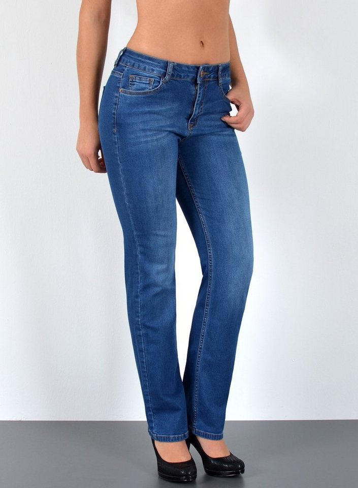 ESRA Straight-Jeans G200 High Waist Straight Fit Jeans Damen, bis Übergröße / Plussize Große Größe, Straight Leg Jeans hohe Leibhöhe mit Stretch, Gerade Schnitt Jeans Hose Hoch Bund, Jeanshose Gerades Bein Regular Fit hoher Bund Taille Jeans, Damen Jeans Regular, Jeans Damen, Damen Jeanshose Straight, Jeans Damen Hose, Gerade Schnitt Jeans Damen, Jeans Damen High Waist Damen Jeans von ESRA