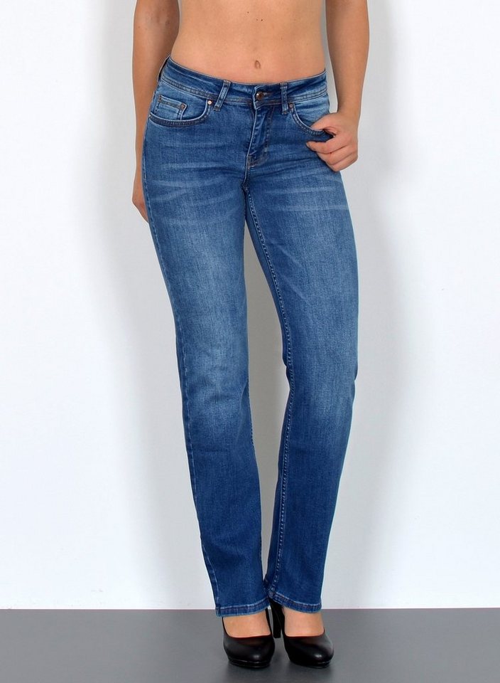 ESRA Straight-Jeans High Waist Damen Jeans Straight Leg Hose Stretch gerader Schnitt G2 Straight Jeans Damen Stretch Regular Jeans High Waist bis Plus Size von ESRA