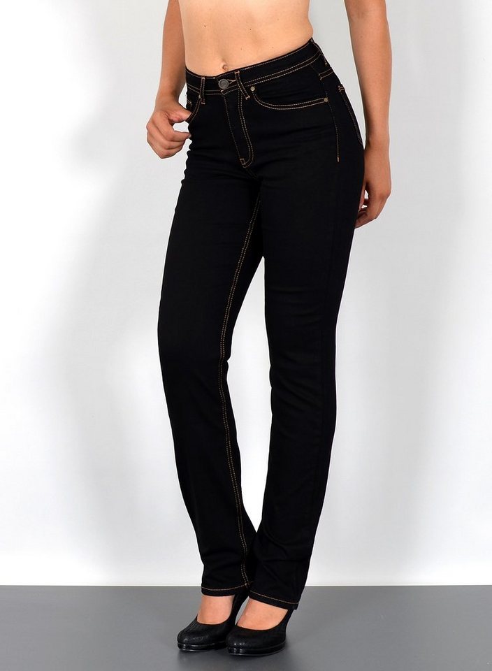 ESRA Straight-Jeans Stretch-Jeans Damen High Waist Jeans Straight Leg Hose Regular G3 Straight Fit Jeans Damen High Waist Gerade Schnitt Jeans bis Übergröße von ESRA