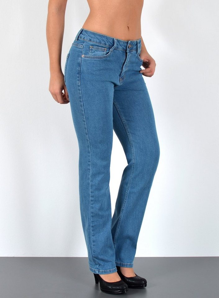 ESRA Straight-Jeans G400 Damen Jeans Gerade hohe Leibhöhe, bis Übergröße / Plussize Größe, Damen Straight Fit Jeans Highwaist, bis Große Größen, Damen Regular Jeans High Waist, Straight Leg Jeans Gerade Schnitt Hoch Bund, Damen Jeans, Jeans Damen, Damen Jeanshose Straight, Jeans Damen Hose, Gerade Schnitt Jeans Damen, Jeans Damen High Waist Damen Jeans von ESRA