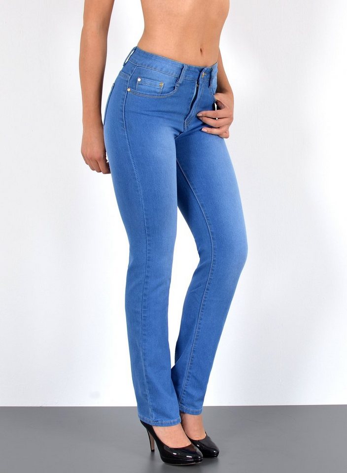 ESRA Straight-Jeans G400 Damen Jeans Gerade hohe Leibhöhe, bis Übergröße / Plussize Größe, Damen Straight Fit Jeans Highwaist, bis Große Größen, Damen Regular Jeans High Waist, Straight Leg Jeans Gerade Schnitt Hoch Bund, Damen Jeans, Jeans Damen, Damen Jeanshose Straight, Jeans Damen Hose, Gerade Schnitt Jeans Damen, Jeans Damen High Waist Damen Jeans von ESRA