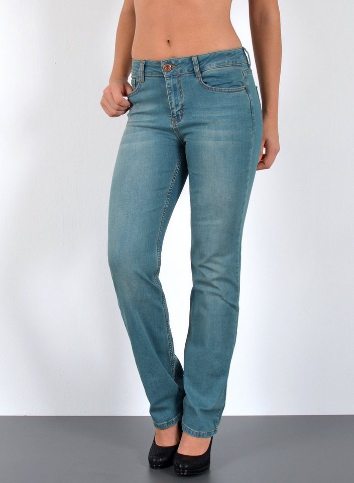 ESRA Straight-Jeans Damen Jeans Gerade hohe Leibhöhe Stretch-Jeans Damen Regular Fit G4 High Waist Jeans Damen Straight Hose Regular Jeans bis Große Größe von ESRA