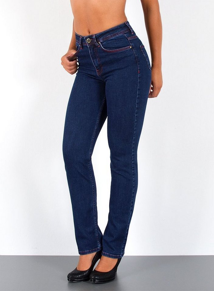 ESRA Straight-Jeans G500 Damen Straight Fit Jeans High Waist, bis Übergröße / Plussize Größe, Damen Gerade Schnitt Jeans Hose hohe Leibhöhe bis Große Größen, Hoch Bund Jeans Gerades Bein Regular Fit mit Stretch, Straight Leg Jeanshose hoher Bund bis zur Taille, Jeans Damen Straight Fit, Stretchjeans Damen, Damen Jeanshose Große Größe, Straight Fit Jeans, Damen Jeans, Jeans Damen, Jeans Damen Hose Straight, Jeans Damen High Waist Damen Jeans von ESRA