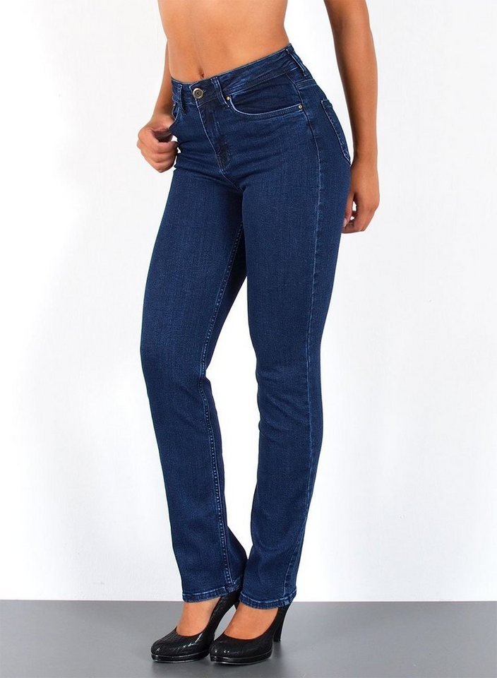 ESRA Straight-Jeans Premium Damen Straight Fit Jeans High Waist Hose bis Übergröße G5 Jeans Damen Straight Fit High Waist Damen Jeans Regular Stretch-Jeans von ESRA
