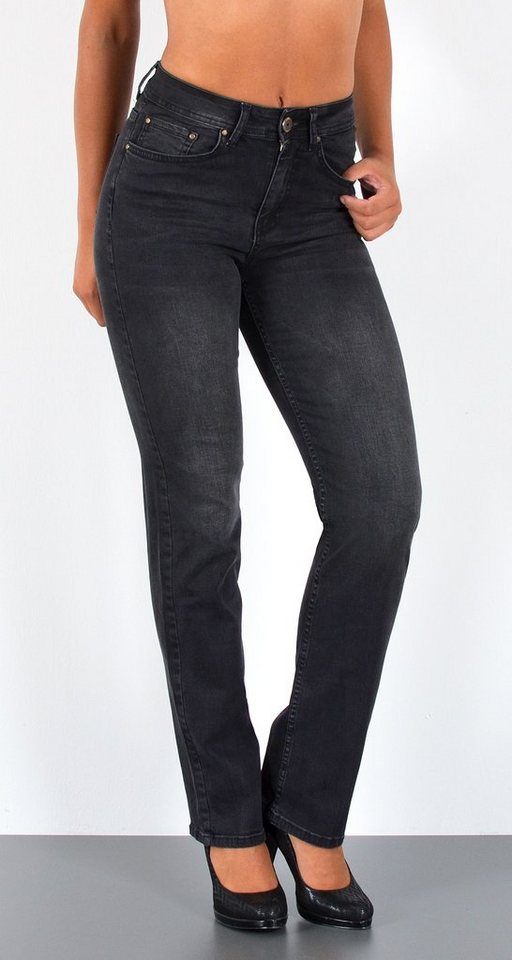 ESRA Straight-Jeans G600 High Waist Straight Fit Jeans Damen, bis Übergröße / Plus Size Größe, Damen Straight Leg Jeans Hochbund, Gerade Schnitt Jeans Damen Große Größen, Damen Regular Jeans Hose von ESRA