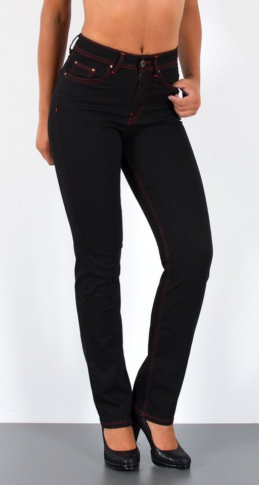 ESRA Straight-Jeans G600 High Waist Straight Fit Jeans Damen, bis Übergröße / Plus Size Größe, Damen Straight Leg Jeans Hochbund, Gerade Schnitt Jeans Damen Große Größen, Damen Regular Jeans Hose von ESRA