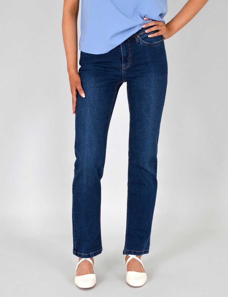 ESRA Straight-Jeans Damen Straight Leg Jeans hohe Leibhöhe Stretch-Jeans Regular Jeans G6 High Waist Straight Fit Jeans Damen Regular Hose bis Übergröße von ESRA