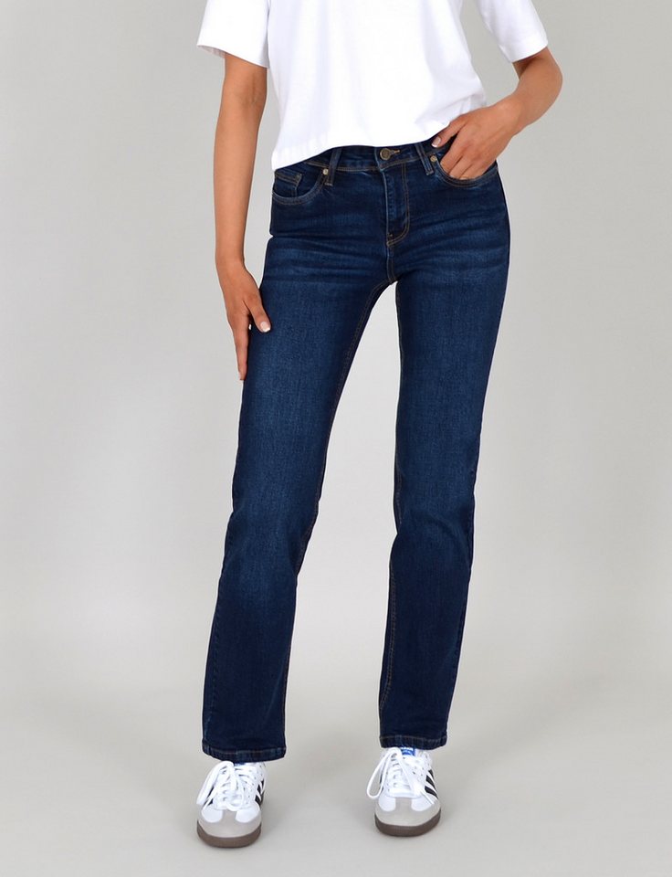 ESRA Straight-Jeans Damen Straight Leg Jeans hohe Leibhöhe Stretch-Jeans Regular Jeans G6 High Waist Straight Fit Jeans Damen Regular Hose bis Übergröße von ESRA