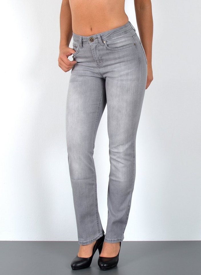 ESRA Straight-Jeans G800 High Waist Straight Fit Jeans Damen, bis Übergröße / Plussize Größe, Damen Straight Leg Jeans Hoch Bund, Gerade Schnitt Jeans Damen, bis Große Größen, Jeans Regular Fit Hose, Damen Jeans, Jeans Damen, High Waist Jeans, Damen Jeans Straight, High WaistJeans Damen, Damen Jeans Rot Braun Bordeaux Braun Schwarz Blau Petrol, Damen Jeanshose Straight Fit von ESRA