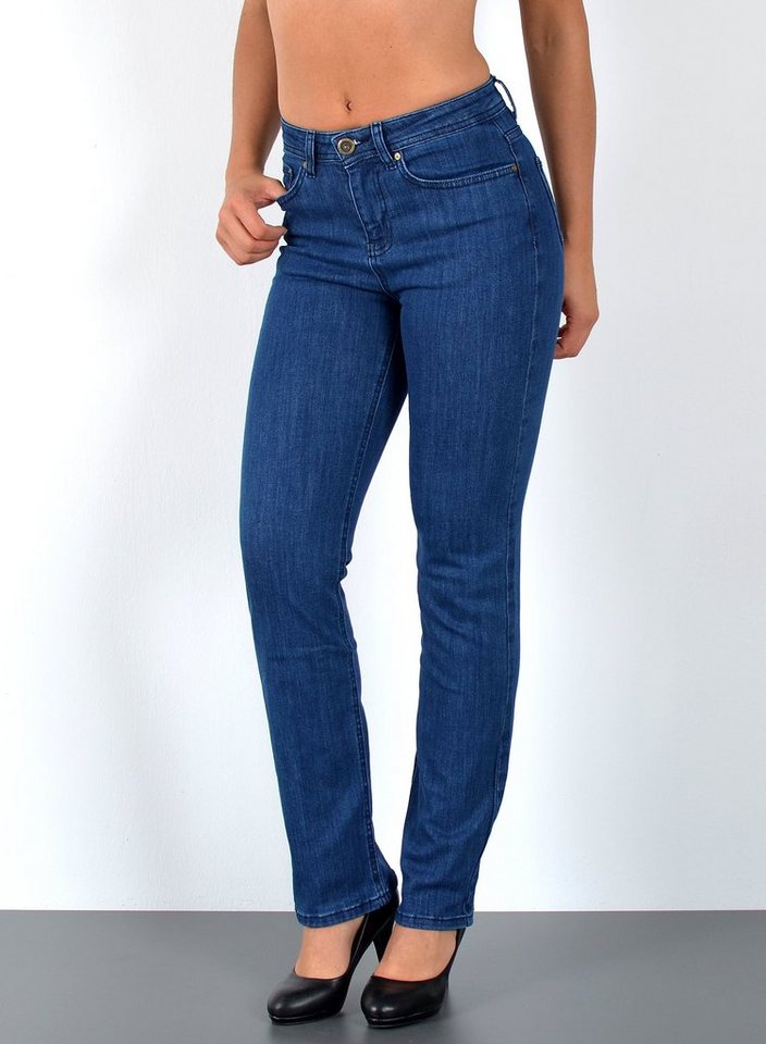 ESRA Straight-Jeans G800 High Waist Straight Fit Jeans Damen, bis Übergröße / Plussize Größe, Damen Straight Leg Jeans Hoch Bund, Gerade Schnitt Jeans Damen, bis Große Größen, Jeans Regular Fit Hose, Damen Jeans, Jeans Damen, High Waist Jeans, Damen Jeans Straight, High WaistJeans Damen, Damen Jeans Rot Braun Bordeaux Braun Schwarz Blau Petrol, Damen Jeanshose Straight Fit von ESRA