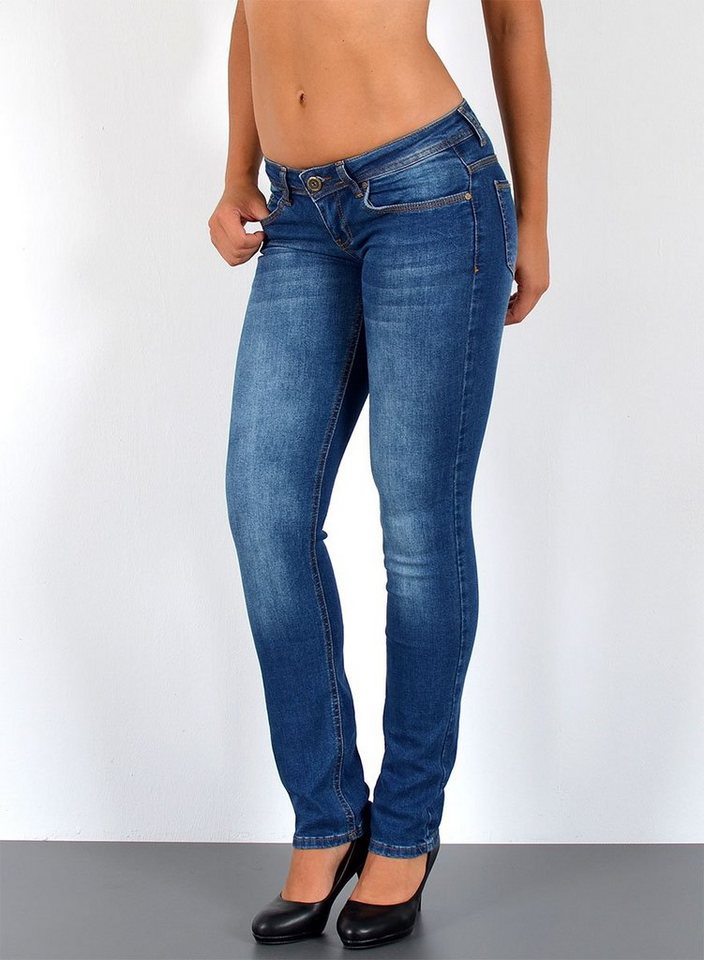ESRA Straight-Jeans Low Waist Damen Jeans Straight Fit niedrige Leibhöhe Stretch-Jeans G9 Jeans Damen Straight Fit Gerade Schnitt Jeans Tief-Bund Hüftjeans von ESRA