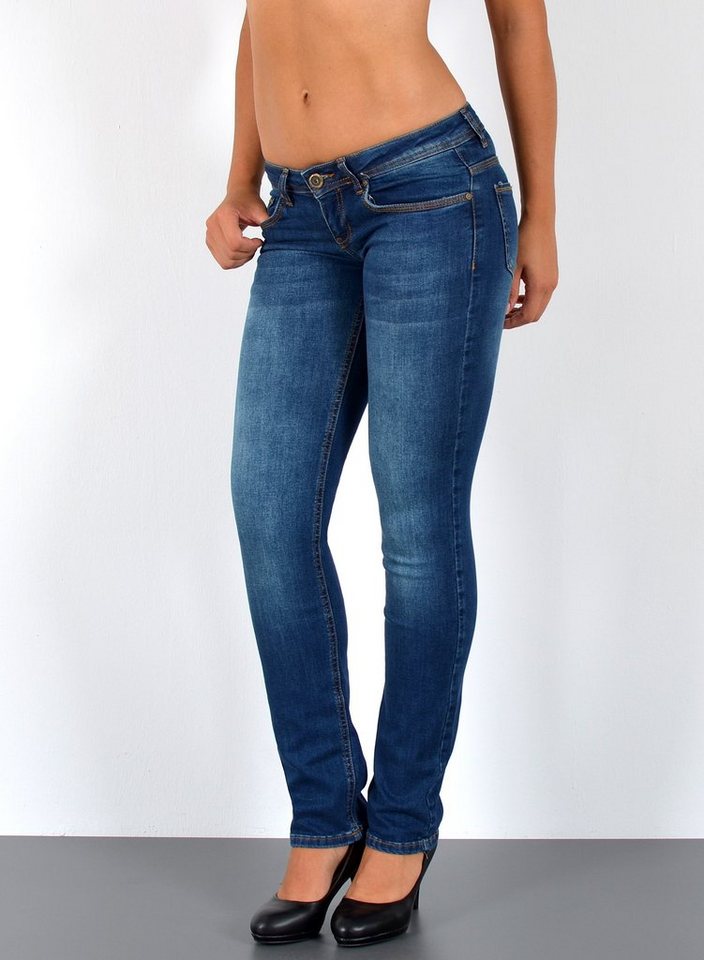 ESRA Straight-Jeans Low Waist Damen Jeans Straight Fit niedrige Leibhöhe Stretch-Jeans G9 Jeans Damen Straight Fit Gerade Schnitt Jeans Tief-Bund Hüftjeans von ESRA