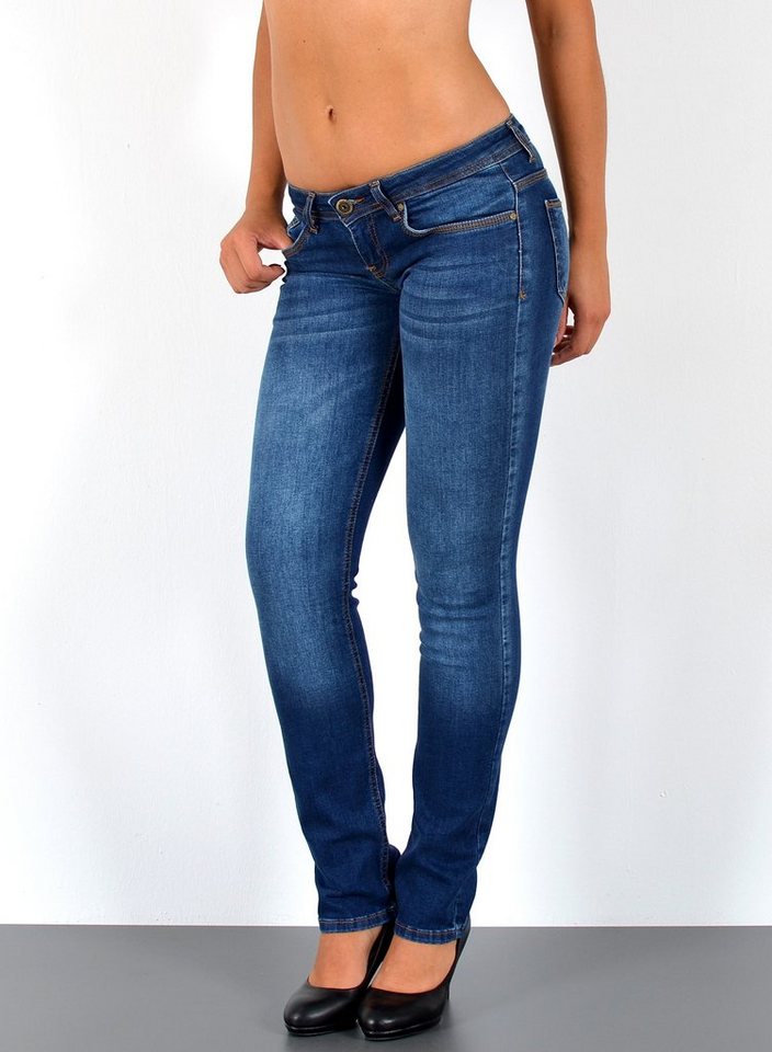 ESRA Straight-Jeans Low Waist Damen Jeans Straight Fit niedrige Leibhöhe Stretch-Jeans G9 Jeans Damen Straight Fit Gerade Schnitt Jeans Tief-Bund Hüftjeans von ESRA