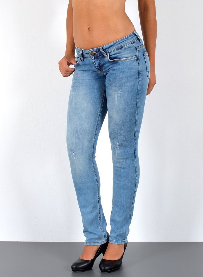 ESRA Straight-Jeans Low Waist Damen Jeans Straight Fit niedrige Leibhöhe Stretch-Jeans G9 Jeans Damen Straight Fit Gerade Schnitt Jeans Tief-Bund Hüftjeans von ESRA