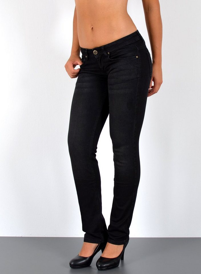 ESRA Straight-Jeans Low Waist Damen Jeans Straight Fit niedrige Leibhöhe Stretch-Jeans G9 Jeans Damen Straight Fit Gerade Schnitt Jeans Tief-Bund Hüftjeans von ESRA