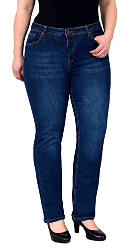 ESRA Damen Jeans High Waist Straight Leg Hose Stretch Plussize FG1 - Blau J157 - 44 (EU) / 34 Zoll von ESRA